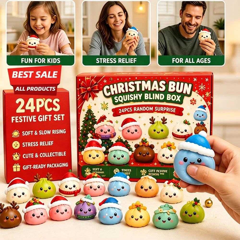 24‑Days Christmas Dumpling Advent Calendar Gift Set, Holiday Countdown Ornaments, Festive Party Favor Gifts Squishies