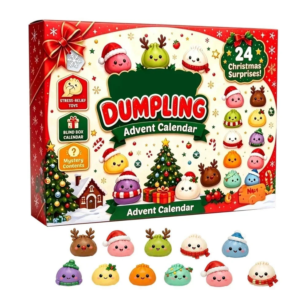 24‑Days Christmas Dumpling Advent Calendar Gift Set, Holiday Countdown Ornaments, Festive Party Favor Gifts Squishies