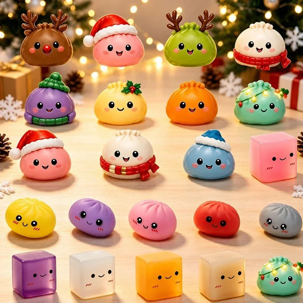 24‑Days Christmas Dumpling Advent Calendar Gift Set, Holiday Countdown Ornaments, Festive Party Favor Gifts Squishies